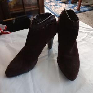 Aquatalia Marvin K Riley Womens Dark Brown Suede Back Zipper Ankle Boots Sz 7.5